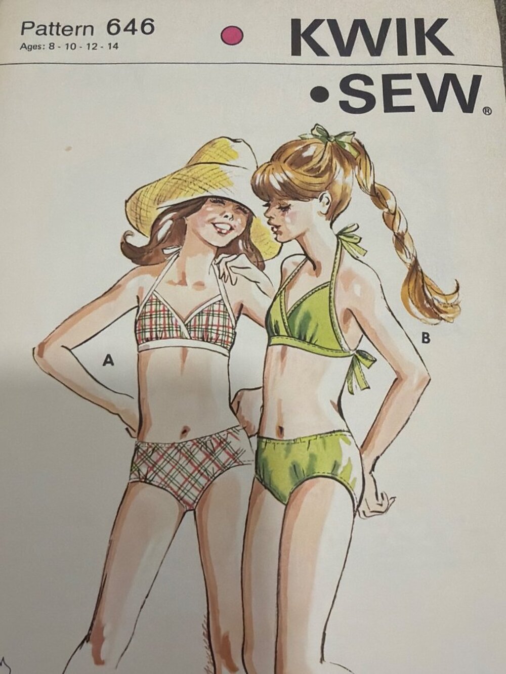 Kwik Sew Girls Bikini Sewing Pattern 646 Ages 8-14 Light To Medium Weight Fabric